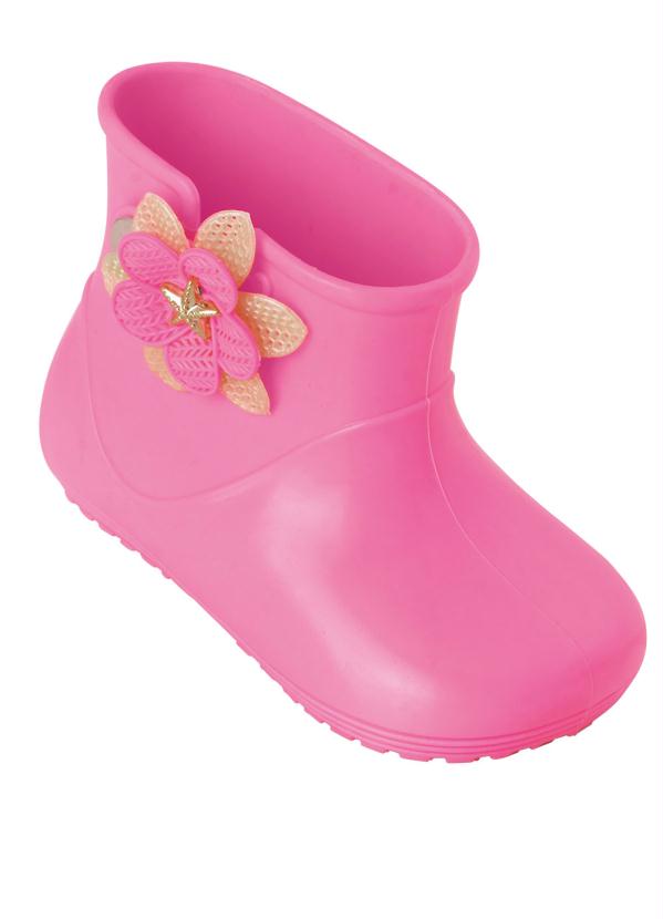 Bota Infantil Rosa Impermeável Queima de Estoque