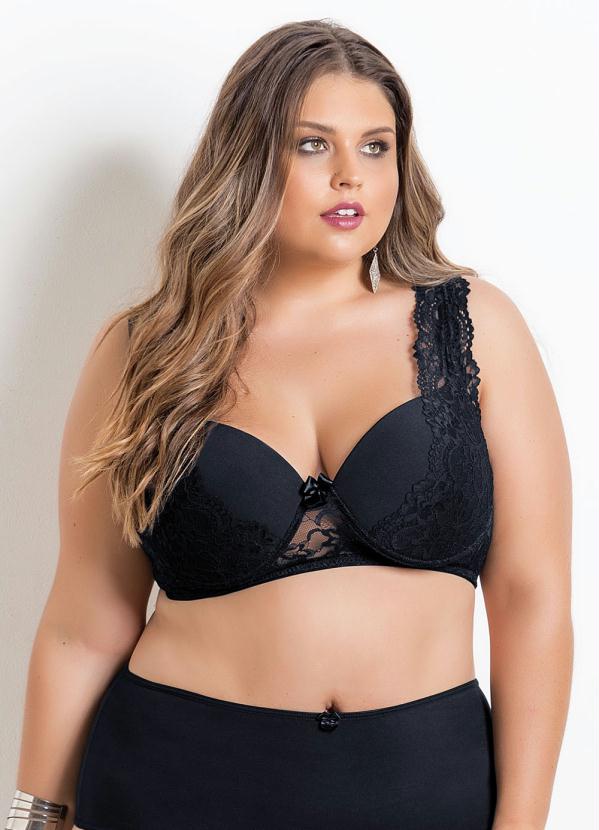 Sutiã Plus Size Renda Preto Alma Dolce