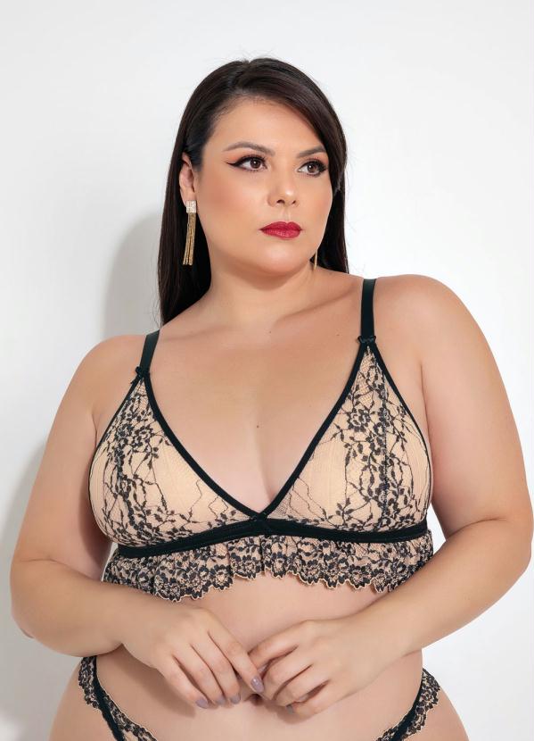 Suti Plus Size Preto E Bege Babadinho Marguerite