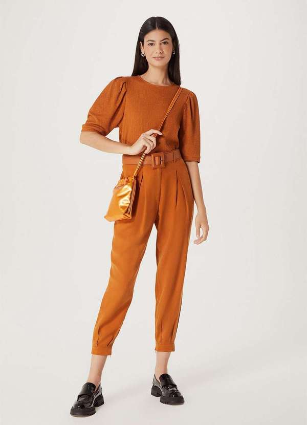 Blusa Feminina Cropped Manga Laranja Hering Oficial