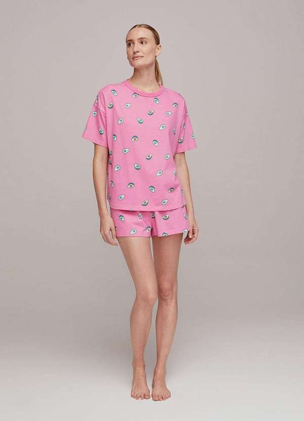 Pijama Feminino Curto Oversized Rosa Hering Oficial