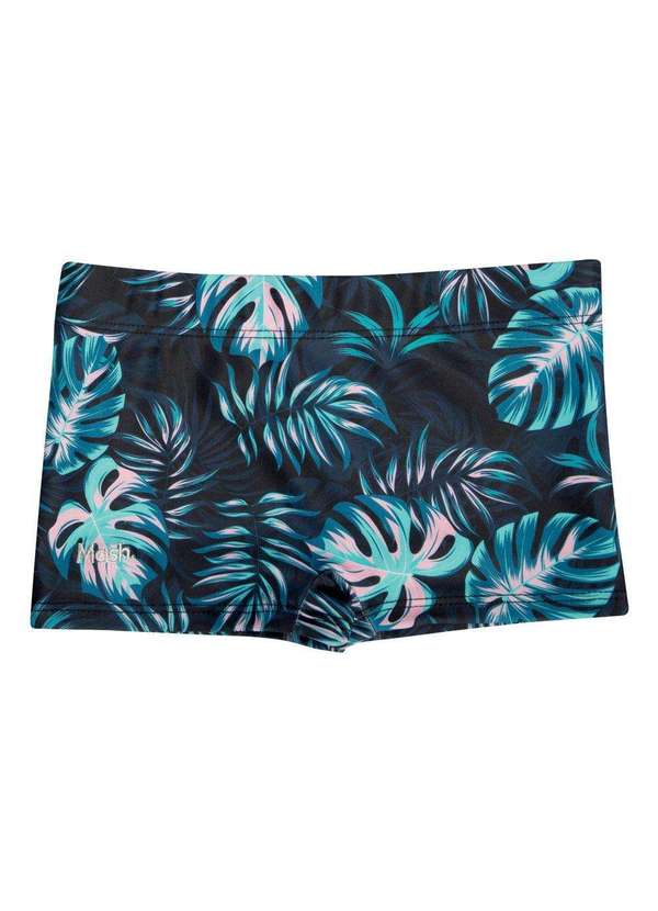 Sunga Boxer Estampada Folhas Infantil Preto Mash