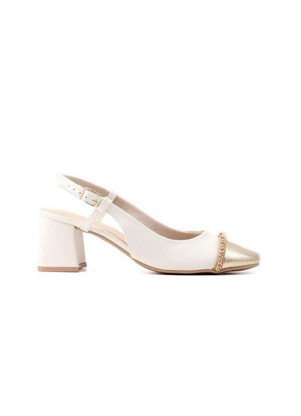 Sapato Ramarim Slingback Salto Bloco 2417132 Caqui Nude Pixole