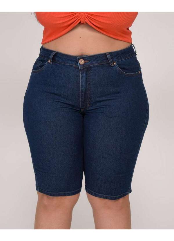 Bermuda Jeans Feminina Pedal Plus Size Ao Shyros Azul