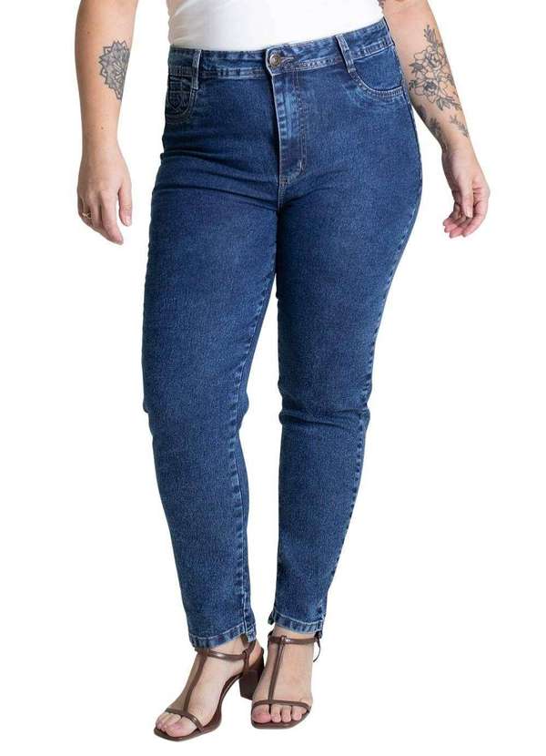 Cal A Jeans Sawary Plus Size Cigarrete Azul Sawary Oficial