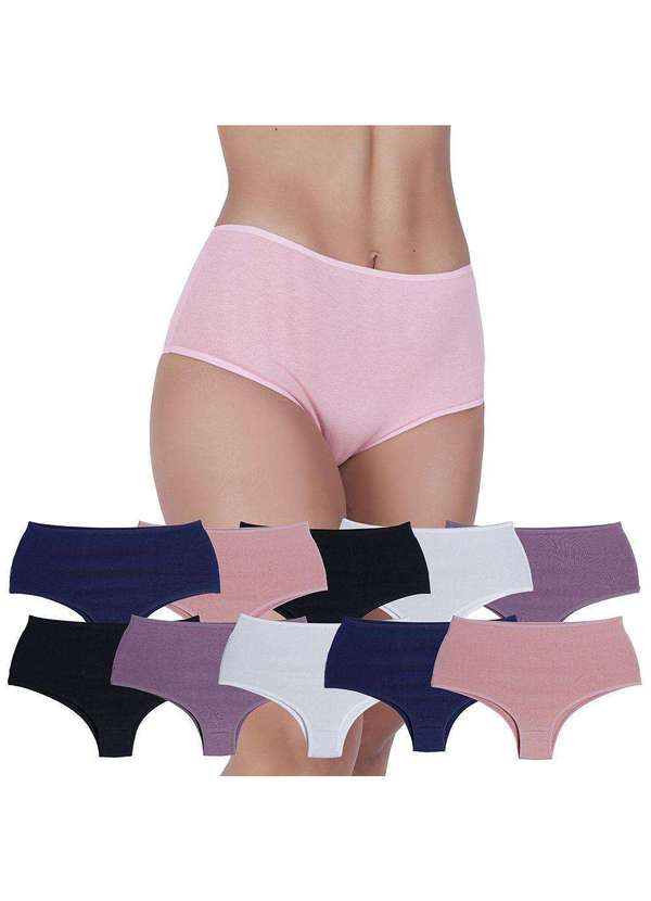 Kit 10 Calcinhas Elegância Algodão Concept Lingerie Multicolorido