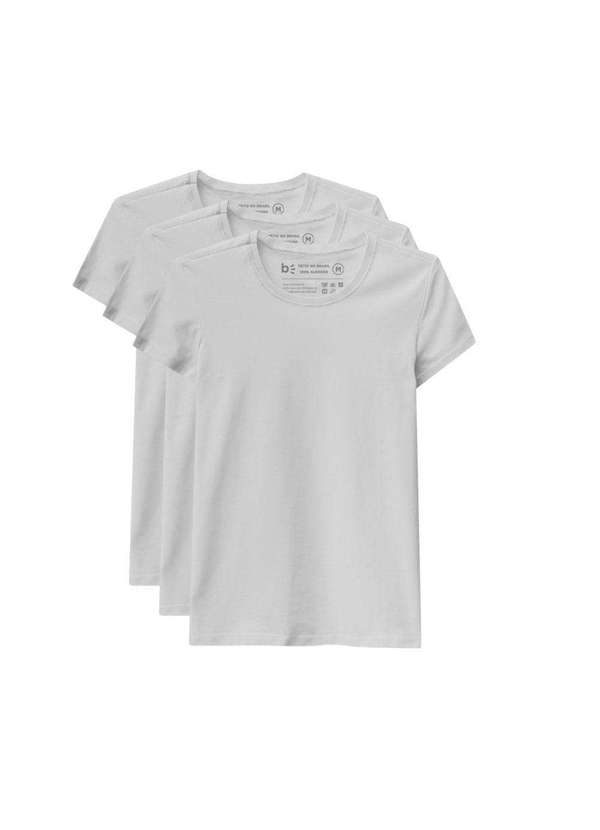 Kit de 3 Camisetas Babylook Básicas Branco Basicamente