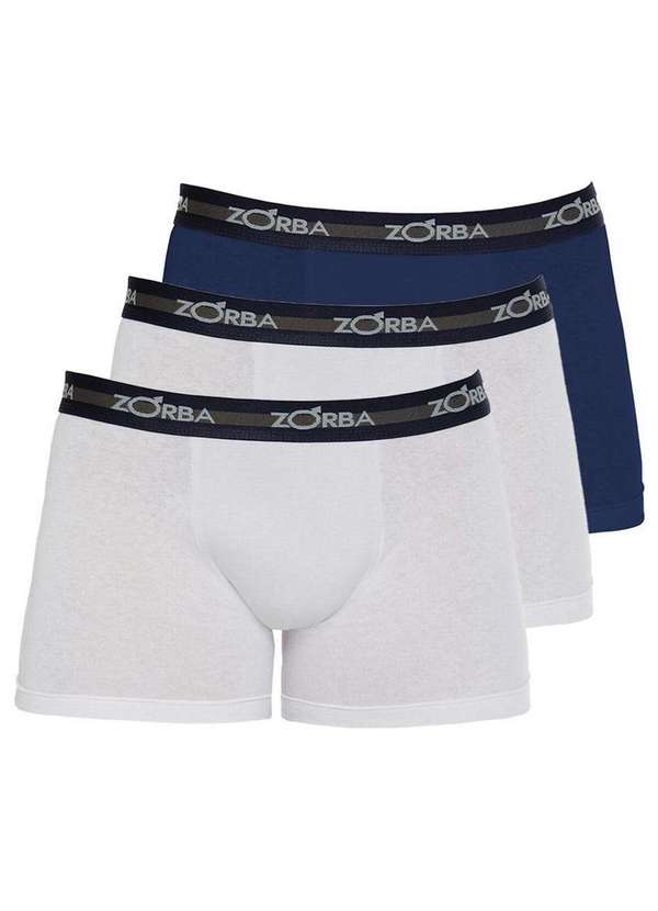 Kit Cuecas Boxer Zorba Branco Marinho Meias Sao Jorge