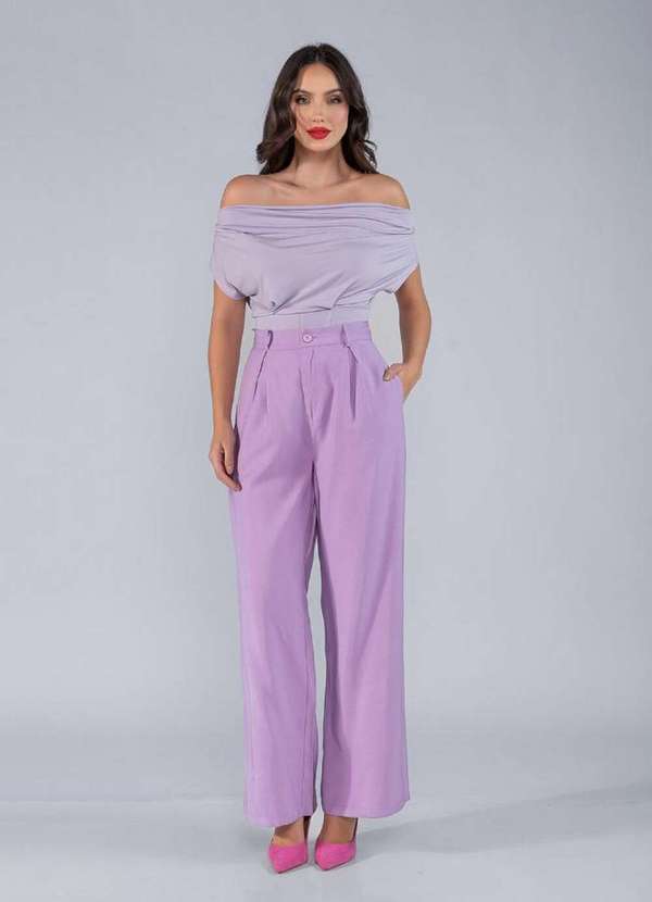 Calca Pantalona Viscose Elastico No C S Lilas Lamis