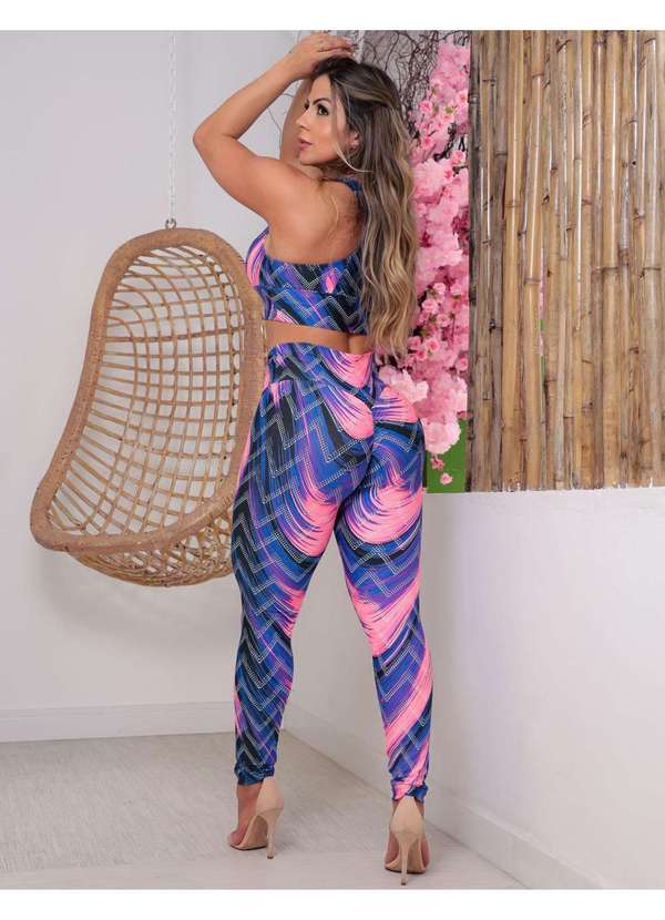 Conjunto Fitness Calca Empina Bumbum E Cropped Estampado FitModa