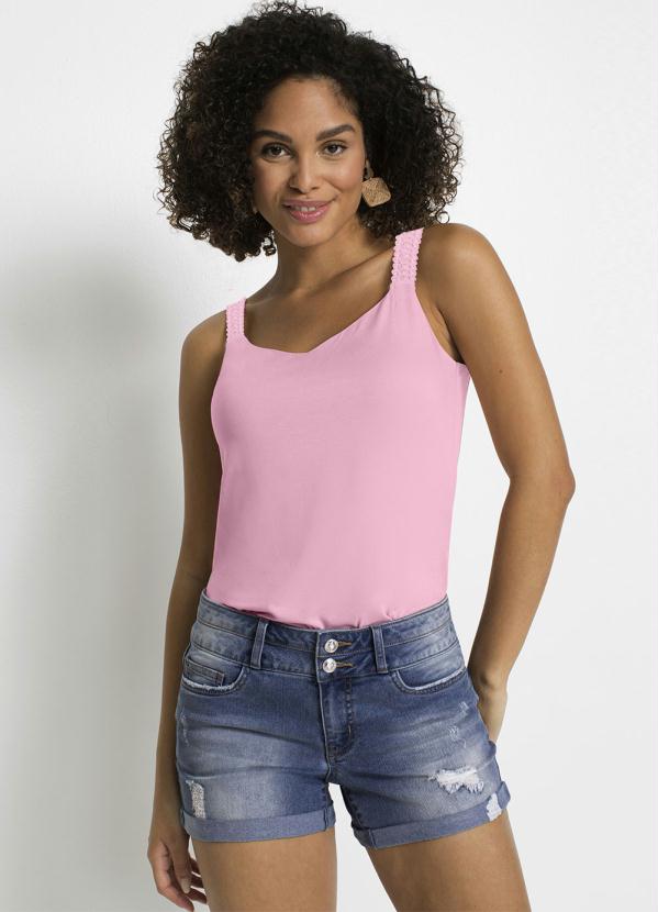 Blusa de Alça Decote V Rosê Bonprix