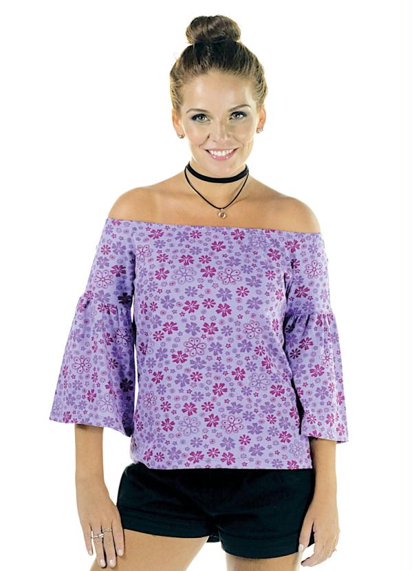 Blusa Ciganinha Floral Manga 3 4 Queima De Estoque