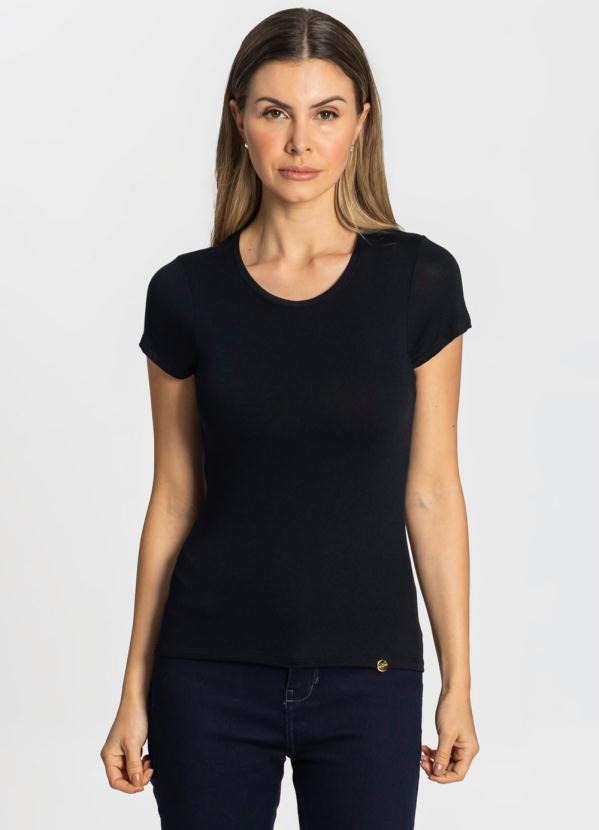 Blusa Básica Visco Tricô Feminina Preto Rovitex