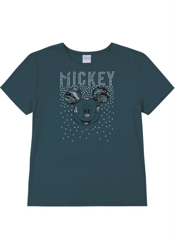 Disney Blusa Manga Curta Em Malha De Viscose Verde