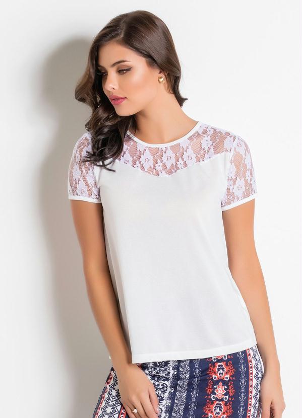 Blusa Moda Evangélica Off White Renda Queima de Estoque