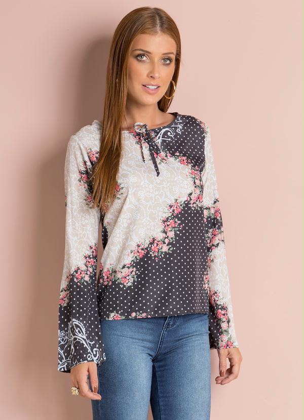 Blusa Amarra O Mix Po Floral E Arabescos Quintess