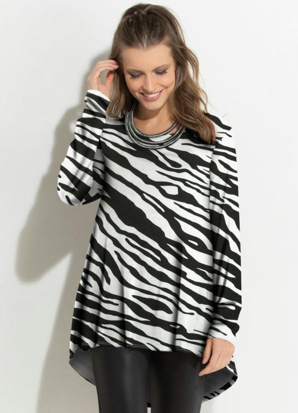 Blusa Zebra Mullet Mangas Longas Quintess