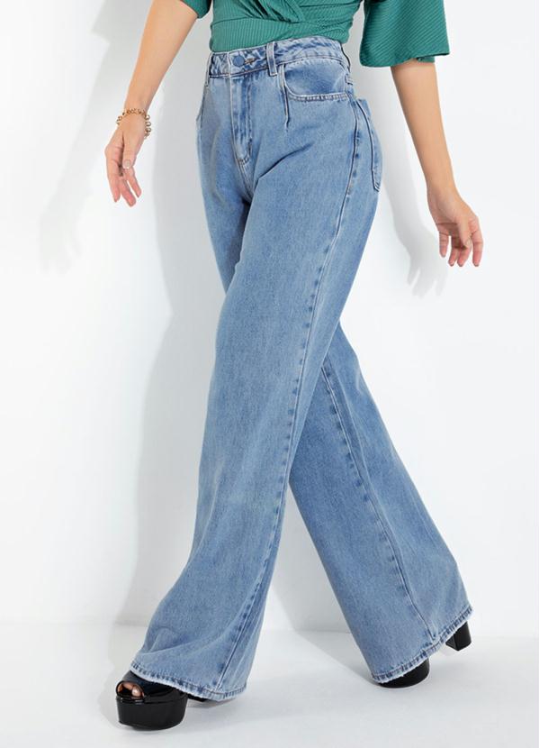 Calça Wide Leg Sawary Jeans Bolsos Sawary Jeans