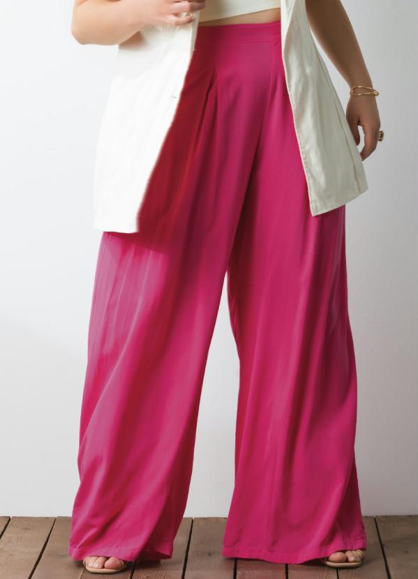 Calça Pantalona Pink Bolsos Quintess