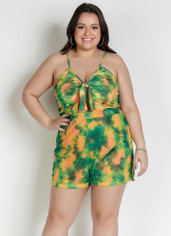 Macaquinho Tie Dye Amarração Plus Size Marguerite