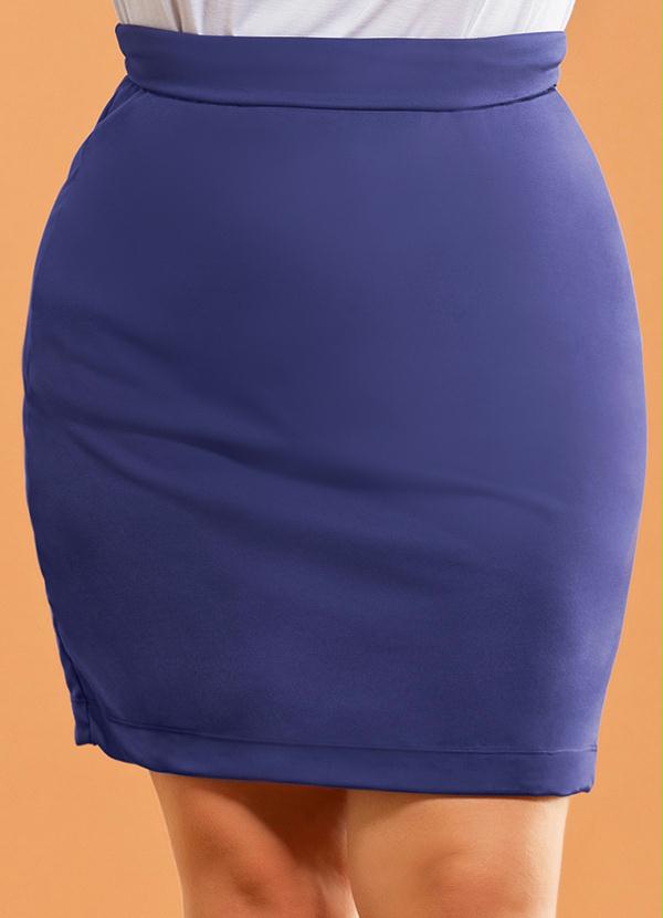 Saia L Pis Plus Size Azul Marguerite