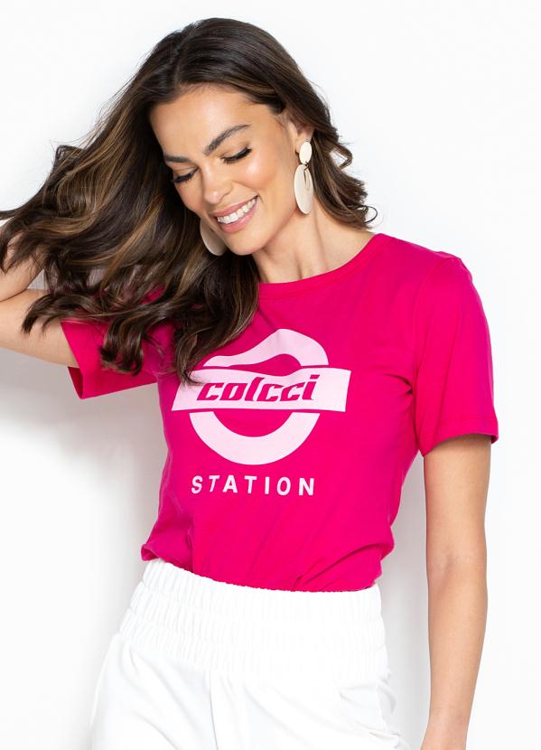 T Shirt De Malha Rosa Colcci