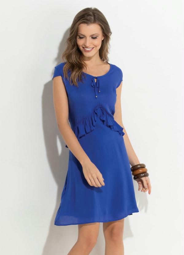 Vestido Quintess Azul Babados Assim Tricos Quintess