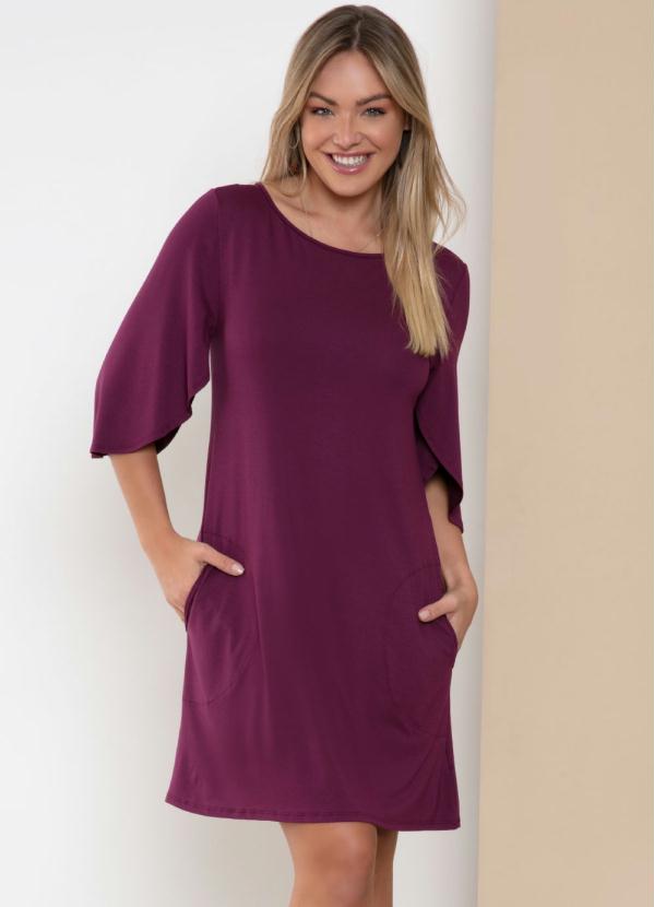 Vestido Roxo Mangas Transpassadas Quintess