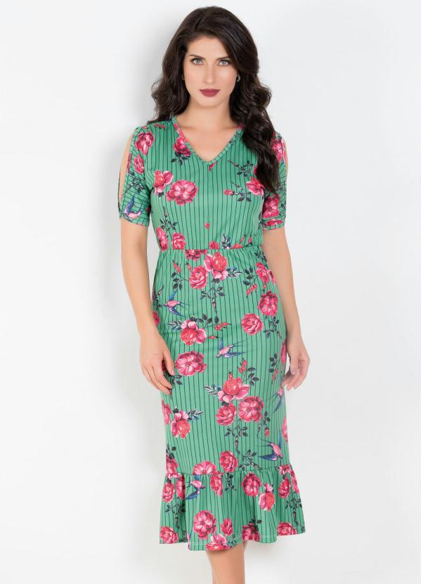 Vestido Moda Evang Lica Floral Verde Rosalie