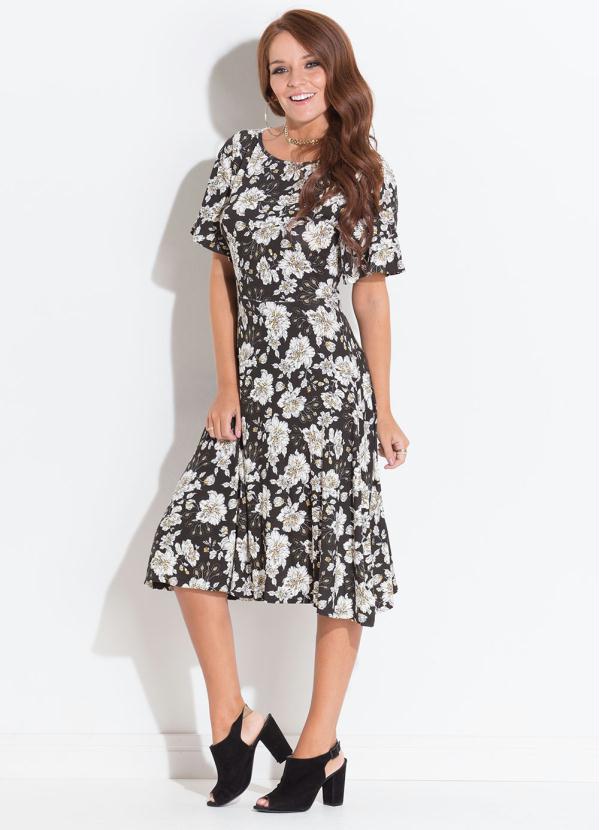 Quintess Vestido Quintess Midi Floral Dark