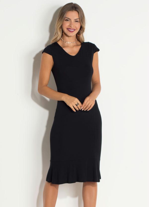 Vestido Quintess Midi Peplum Preto Quintess