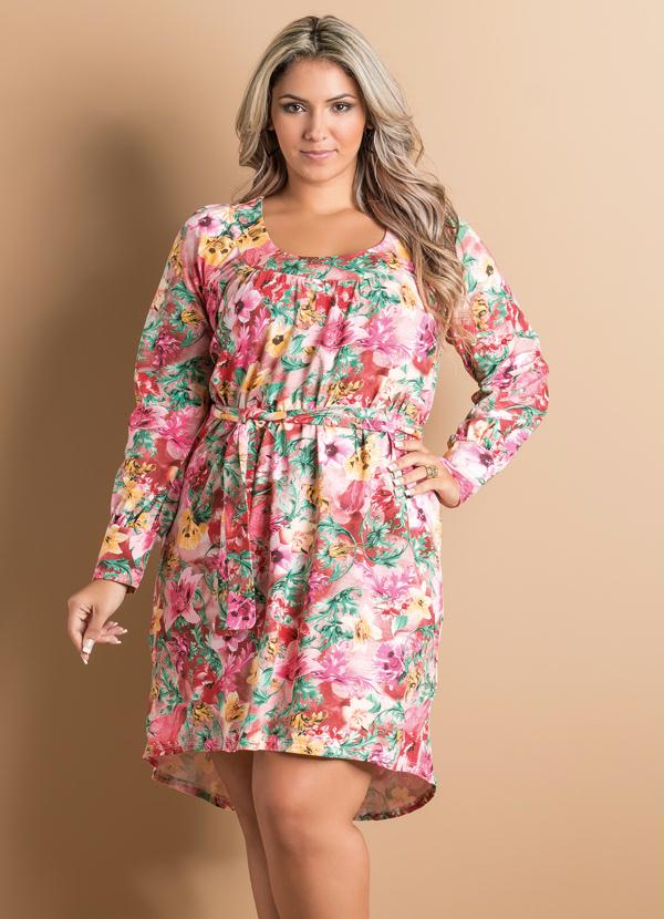 Vestido Mullet Estampa Floral Plus Size Quintess