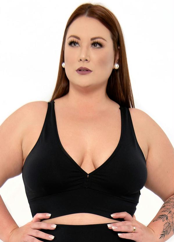 Top Plus Size Bojo Removivel Strappy Preto Acqua Rosa