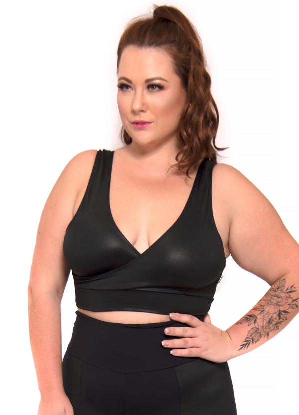 Sporting Way Fitness Top Plus Size Cirre Sem Bojo Preto