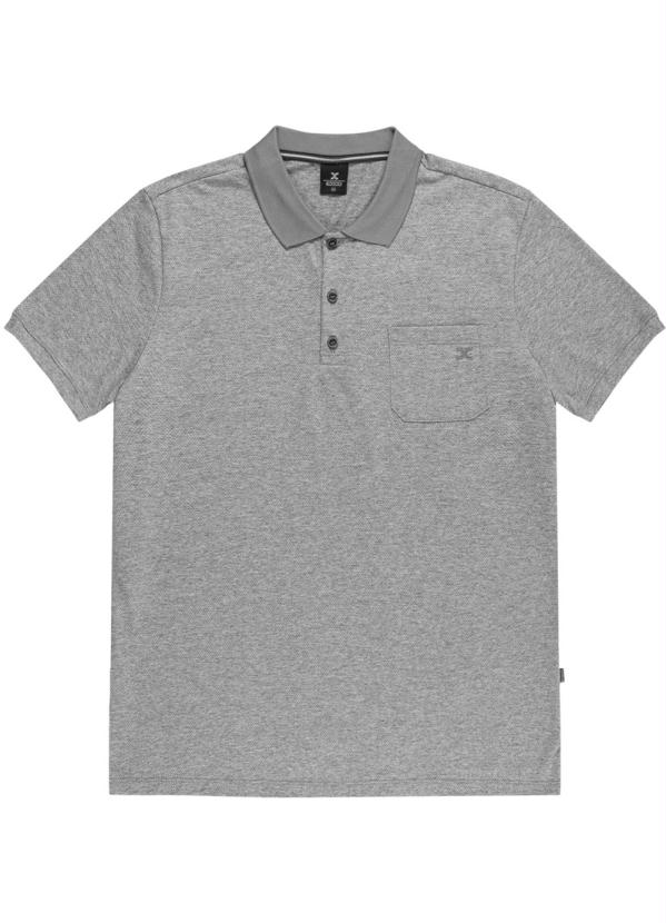 Camiseta Masculina Polo Em Malha Jacquard Cinza Cativa