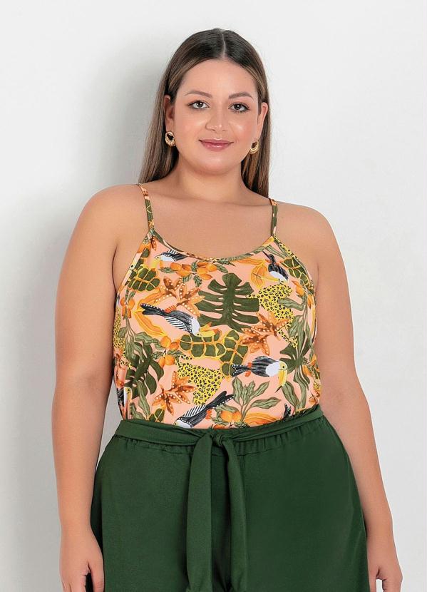 Blusa de Alças Folhagem Plus Size Marguerite