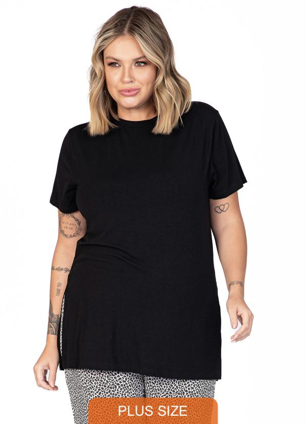 Blusa Feminina Plus Size Giovana Preto Miss Masy Plus