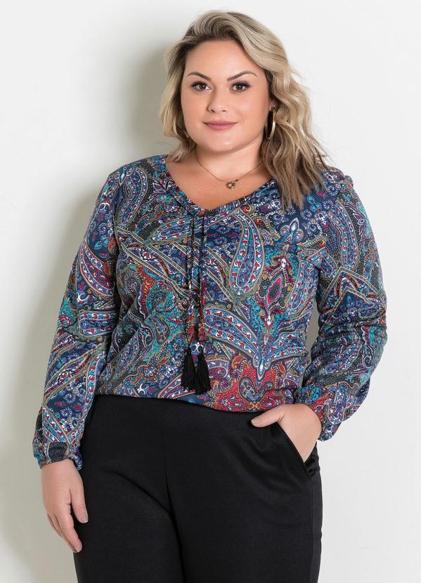 Blusa Mangas Bufantes Cashmere Plus Size Marguerite