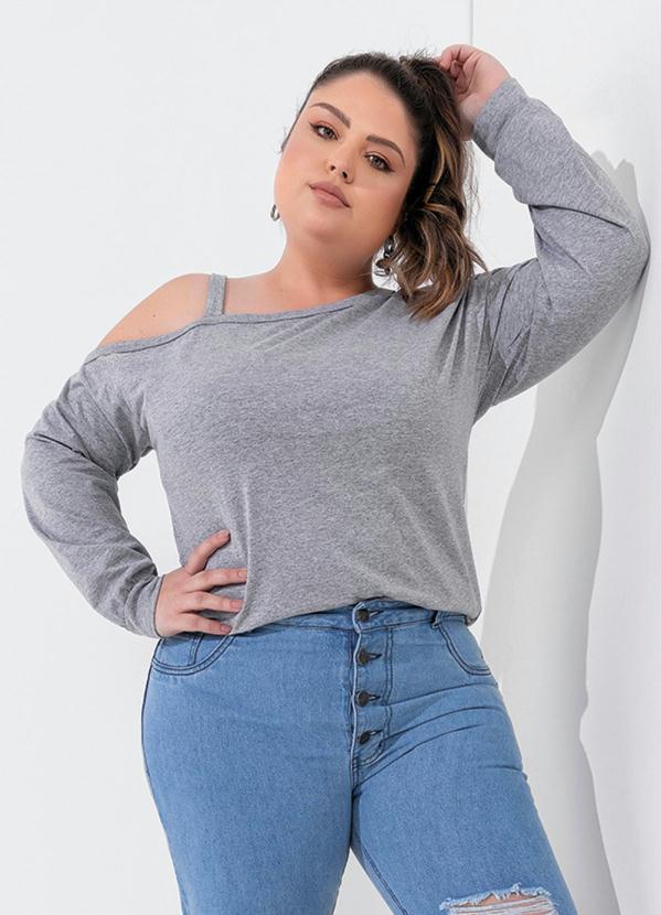 Blusa Mescla Assimétrica Plus Size Marguerite