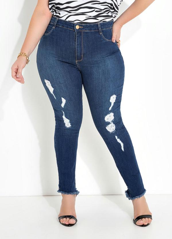 Calça Jeans Cigarrete Destroyed Plus Size Sawary Sawary Jeans