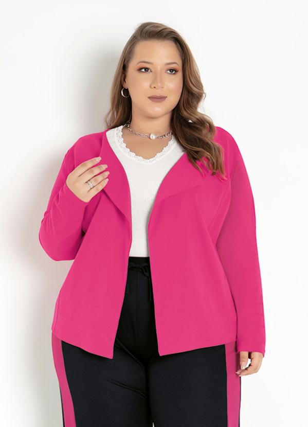 Cardigan Pink Mangas Longas Plus Size Marguerite