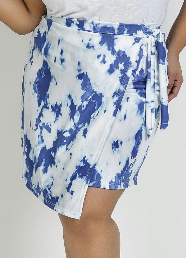 Saia Curta Tie Dye Azul Amarrar O Plus Size Marguerite