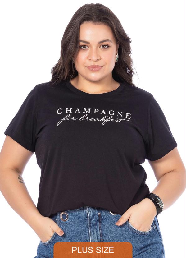 T Shirt Feminina Champagne Preto Miss Masy Plus