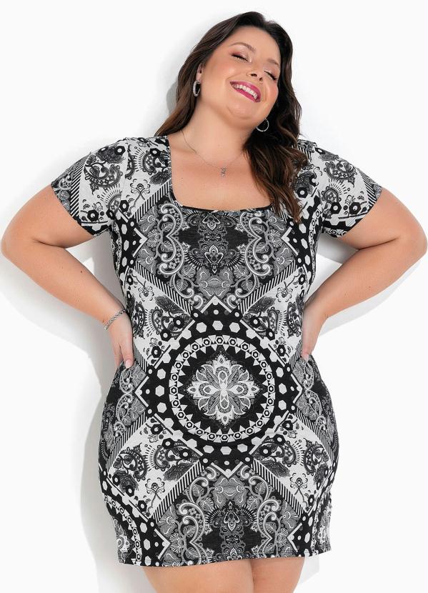 Vestido Tnico Preto Tubinho Plus Size Marguerite