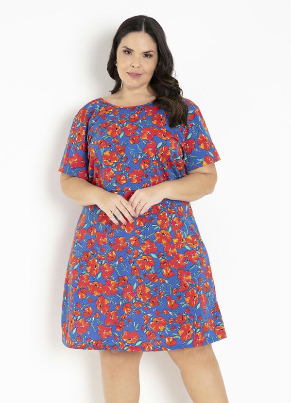 Vestido Floral Azul Transpasse Plus Size Marguerite