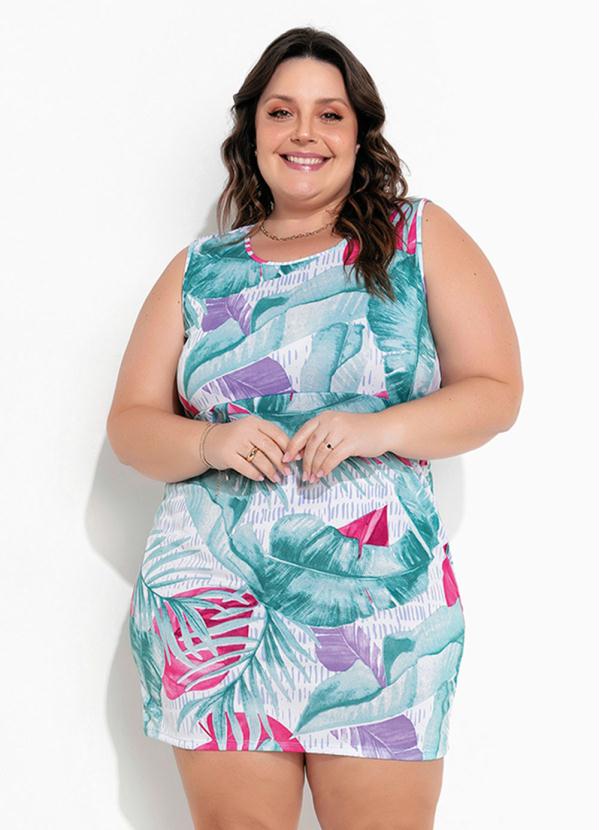 Vestido Folhagem Verde Acinturado Plus Size Marguerite