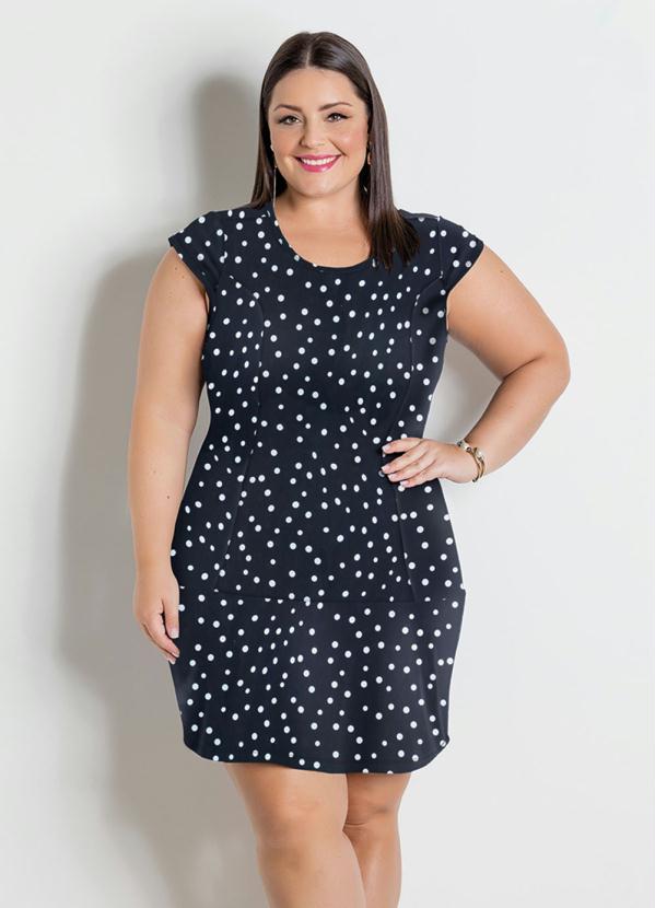 Vestido Po Preto Babado Plus Size Marguerite