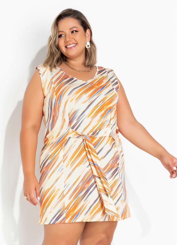 Vestido Rajado Amarelo Amarra O Plus Size Marguerite