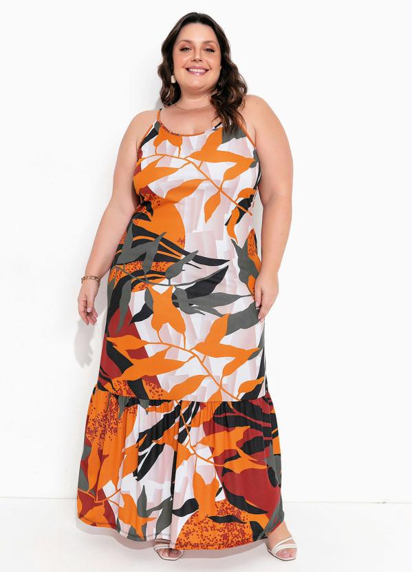 Vestido Longo Folhagem Verde Plus Size Marguerite