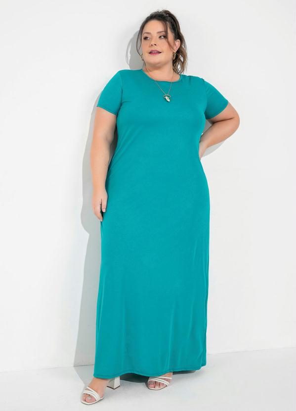 Vestido Verde Mangas Curtas Plus Size Marguerite